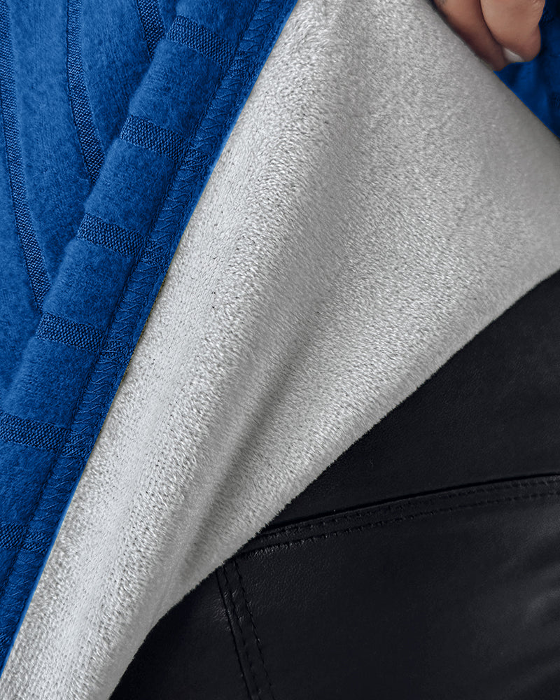 U-Neck Long Sleeve Ribbed Tops Fleece Lined Basic Layering Soft Thermal Tee (No Padding)