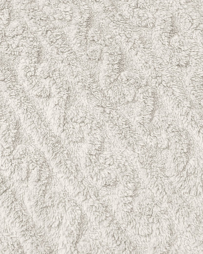 Cable Textured Lapel Neck Button Front Pocket Design Thermal Teddy Coat