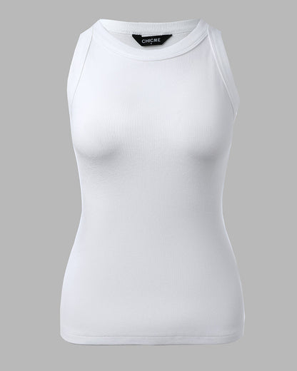 3 Pack Knit Round Neck Thick Strap Racerback Tank Tops(Without Pads)