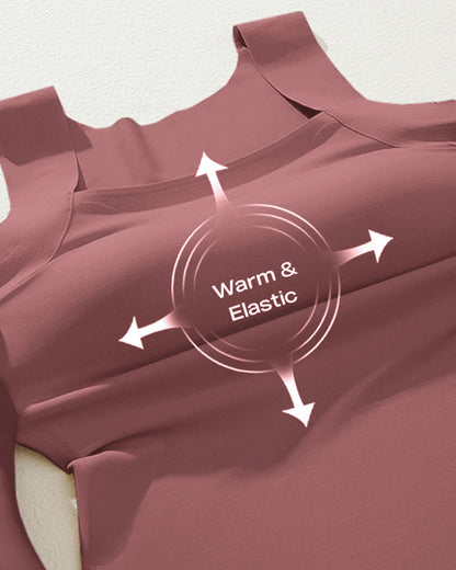 U-Neck Sleeveless Tank Seamless Skinny Layering Top with Built-In Bra