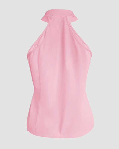 2 Pieces Outfits Sleeveless High Neck Cargo Pockets Design Top And Casual Cuffed Long Pants Set