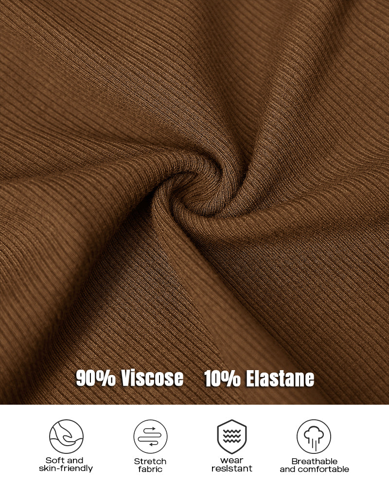 Chicme Built In Bra U Neck Long Sleeve Ribbed Top