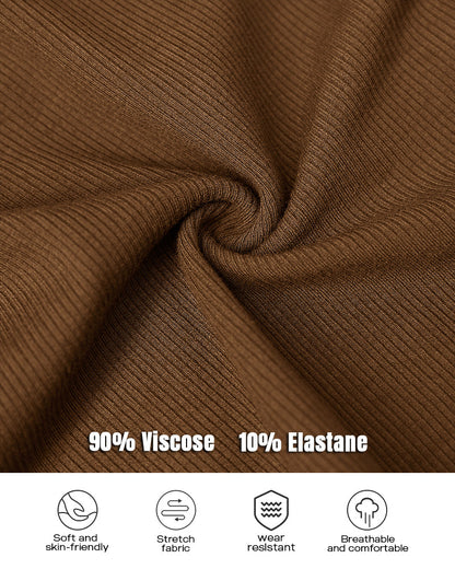 Chicme Built In Bra U Neck Long Sleeve Ribbed Top