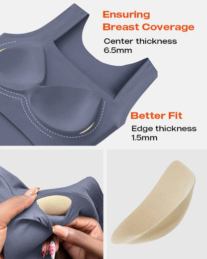 U-Neck Sleeveless Tank Seamless Skinny Layering Top with Built-In Bra