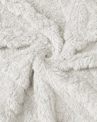 Cable Textured Lapel Neck Button Front Pocket Design Thermal Teddy Coat