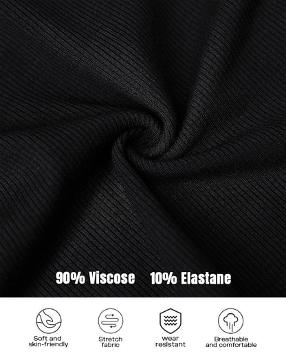 Chicme Built In Bra U Neck Long Sleeve Ribbed Top