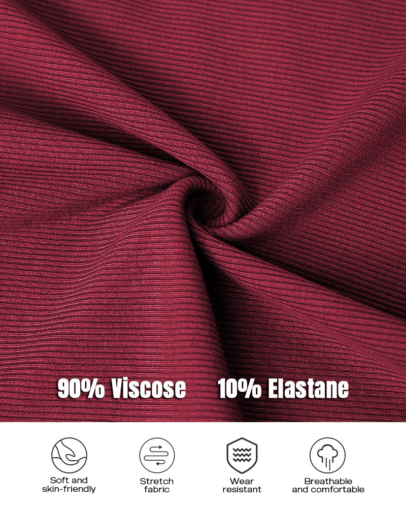 Chicme Built In Bra U Neck Long Sleeve Ribbed Top