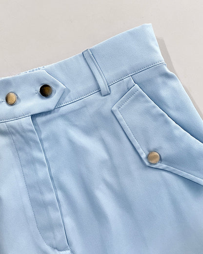 2 Pieces Outfits Sleeveless High Neck Cargo Pockets Design Top And Casual Cuffed Long Pants Set