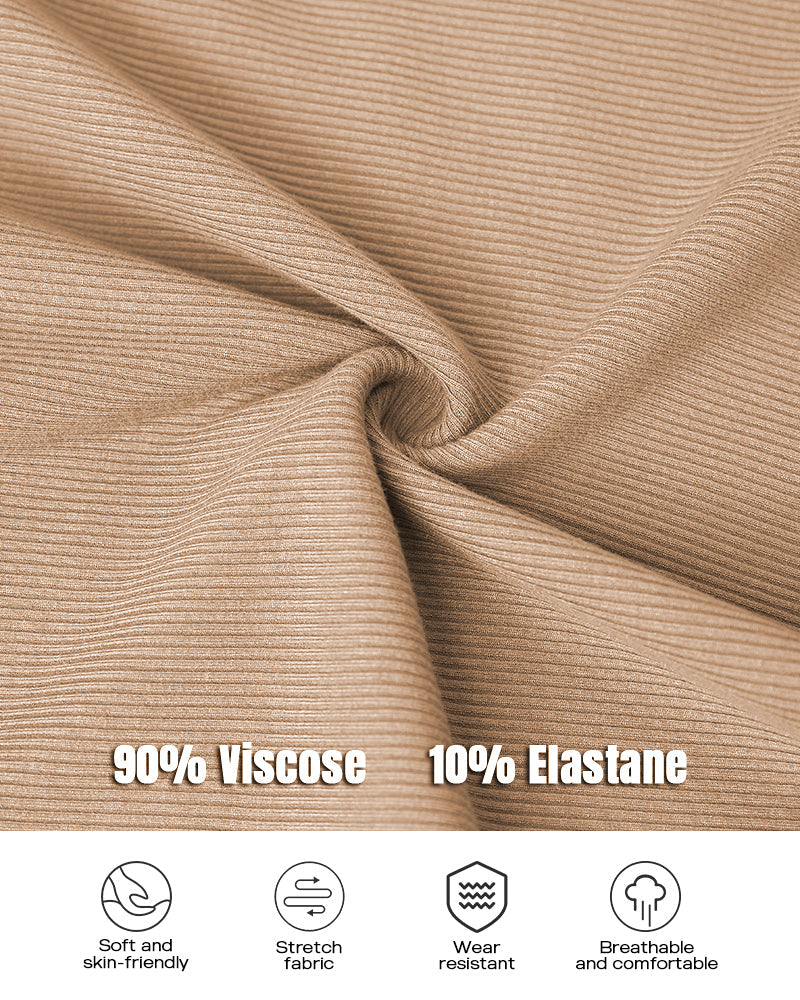 Chicme Built In Bra U Neck Long Sleeve Ribbed Top