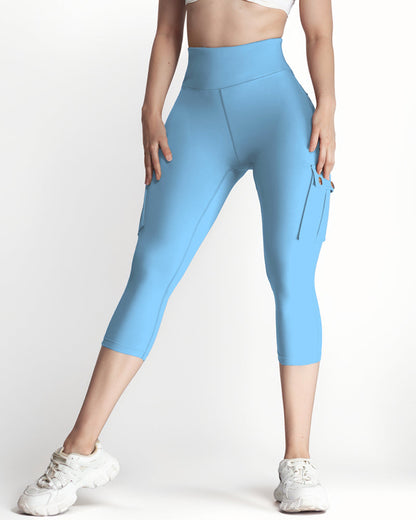 Butt Lifting Biker Capris Leggings High Waist Flap Pocket Workout Capris Gym Pants